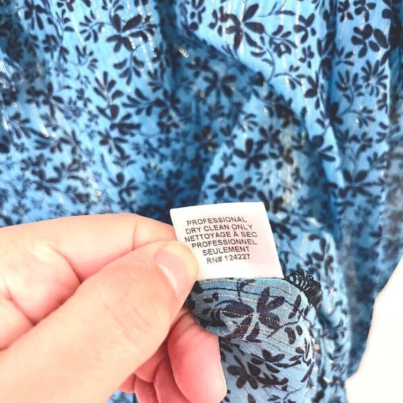 MISA Siena Top Cerulean Ditzy Blue Floral Long Sleeve Size S - Picture 6 of 9